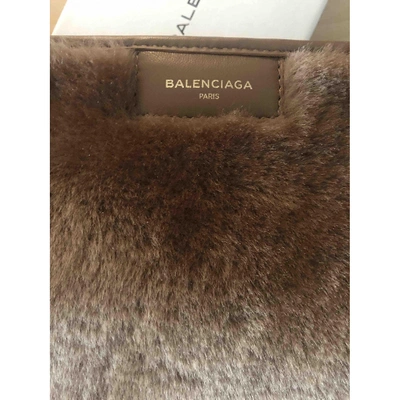 Pre-owned Balenciaga Camel Mongolian Lamb Clutch Bag