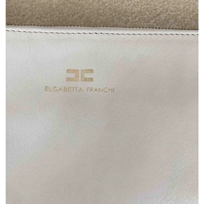 Pre-owned Elisabetta Franchi Leather Clutch Bag In Ecru