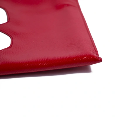 Pre-owned Prada Patent Leather Clutch Bag In Red