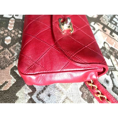 Pre-owned Chanel Leather Clutch Bag In Red