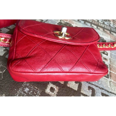 Pre-owned Chanel Leather Clutch Bag In Red