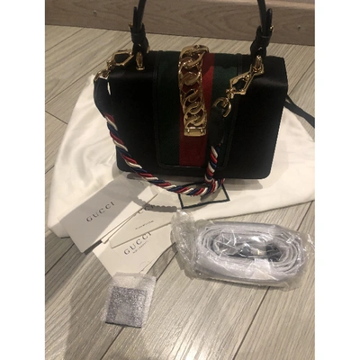 Pre-owned Gucci Sylvie Cloth Handbag In Black