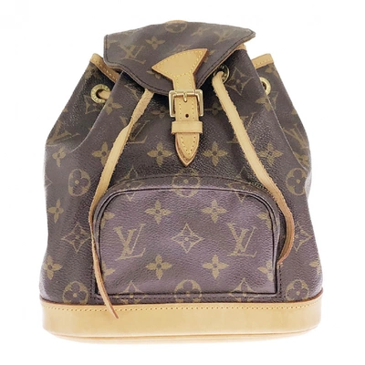 Pre-owned Louis Vuitton Montsouris Brown Cloth Backpack
