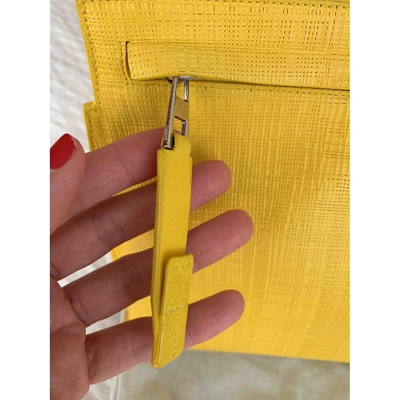 Pre-owned Loewe T Pouch Yellow Leather Clutch Bag