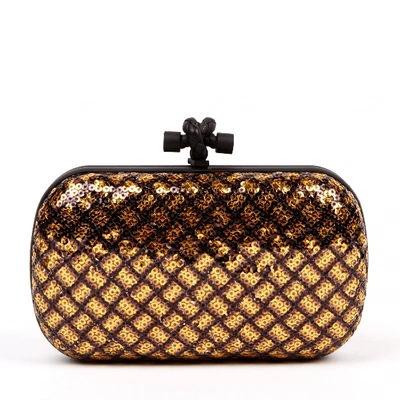 Pre-owned Bottega Veneta Pochette Knot Gold Glitter Clutch Bag
