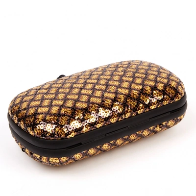 Pre-owned Bottega Veneta Pochette Knot Gold Glitter Clutch Bag