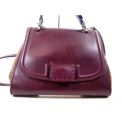 Pre-owned Fendi Silvana Burgundy Leather Handbag