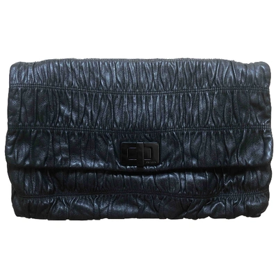 Pre-owned Prada Leather Clutch Bag In Black