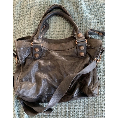 Pre-owned Balenciaga City Leather Handbag In Anthracite