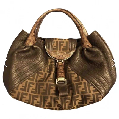 Pre-owned Fendi Spy Cloth Handbag In Brown