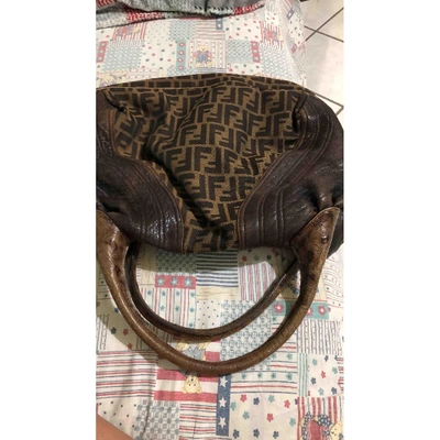 Pre-owned Fendi Spy Cloth Handbag In Brown