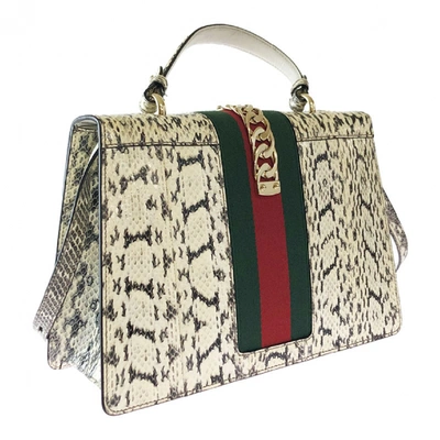 Pre-owned Gucci Sylvie White Python Handbag