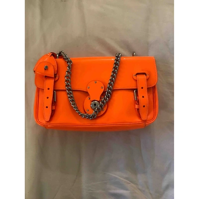 Pre-owned Ralph Lauren Ricky Patent Leather Handbag In Orange