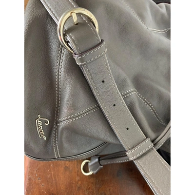 Pre-owned Lancel Leather Crossbody Bag In Grey