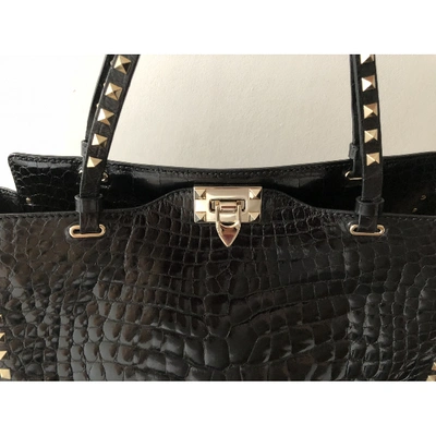 Pre-owned Valentino Garavani B-rockstud Black Crocodile Handbag