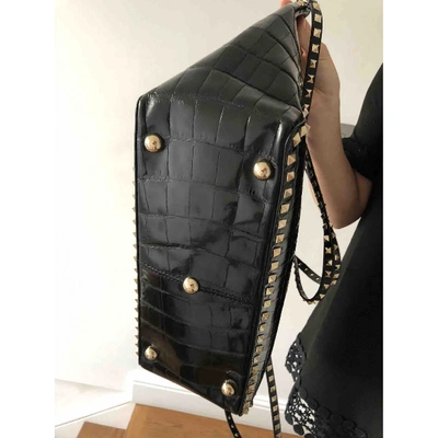 Pre-owned Valentino Garavani B-rockstud Black Crocodile Handbag