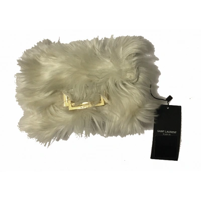Pre-owned Saint Laurent Lulu Ecru Fur Handbag