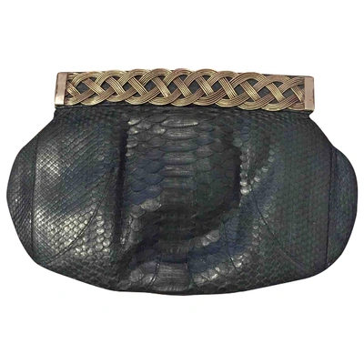 Pre-owned Tatoosh Green Python Clutch Bag