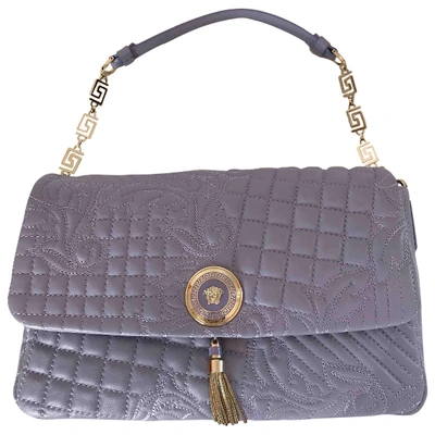 Pre-owned Versace Leather Handbag In Gray