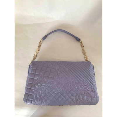 Pre-owned Versace Leather Handbag In Gray