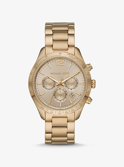 Shop Michael Kors Oversized Layton Gold-tone Watch