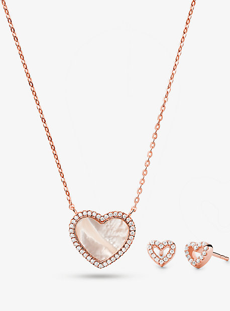 michael kors heart necklace rose gold