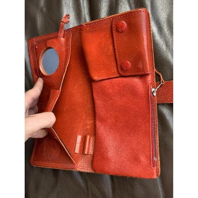 Pre-owned Diesel Leather Clutch Bag In Red