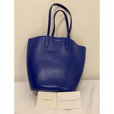 Pre-owned Alexander Mcqueen Leather Tote In Blue