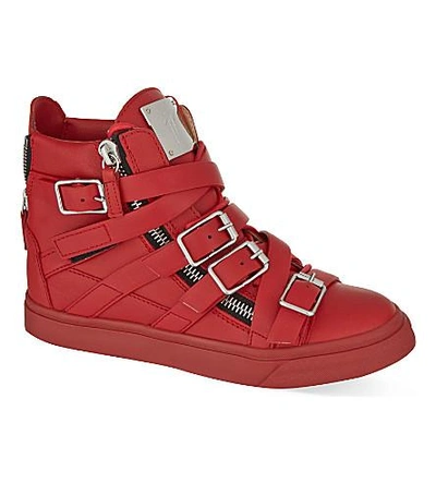 Shop Giuseppe Zanotti Cross Strap High-top Trainers In Red