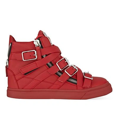 Shop Giuseppe Zanotti Cross Strap High-top Trainers In Red