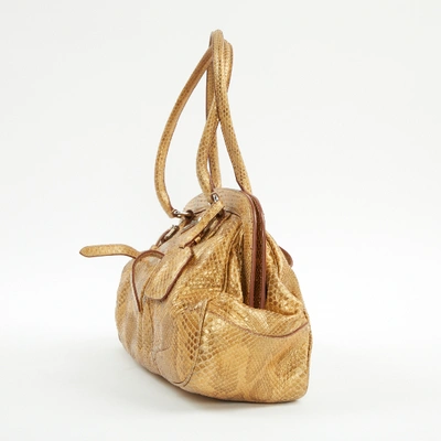 Pre-owned Prada Gold Python Handbag