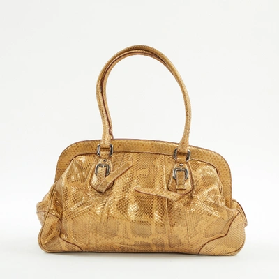 Pre-owned Prada Gold Python Handbag