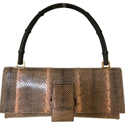 Pre-owned Gucci Bamboo Python Handbag