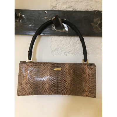 Pre-owned Gucci Bamboo Python Handbag