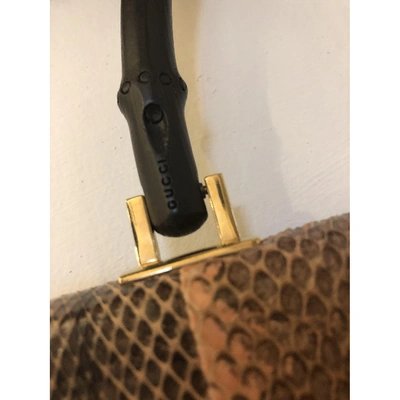 Pre-owned Gucci Bamboo Python Handbag