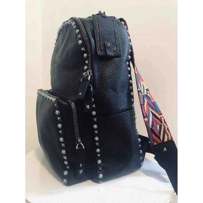 Pre-owned Valentino Garavani Rockstud Leather Backpack In Black