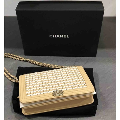 Pre-owned Chanel Wallet On Chain Beige Leather Handbag