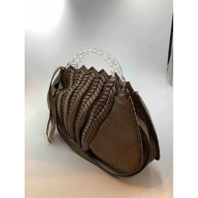 Pre-owned Giorgio Armani Wool Handbag In Brown