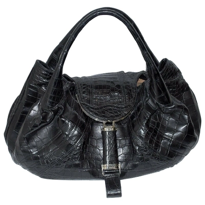 Pre-owned Fendi Spy Black Crocodile Handbag
