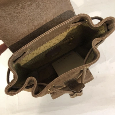 Pre-owned Gucci Bamboo Brown Suede Backpack