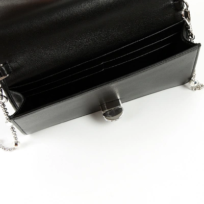 Pre-owned Miu Miu Miu Crystal Leather Clutch Bag In Black