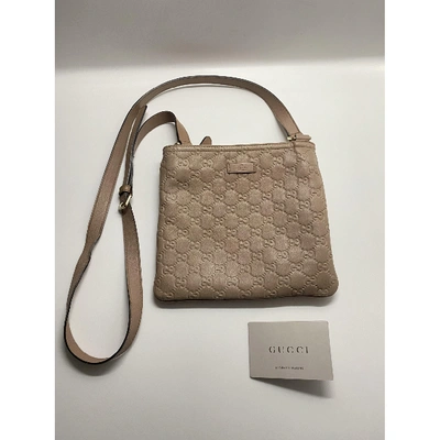 Pre-owned Gucci Gg Running Leather Crossbody Bag In Camel