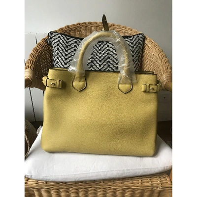 Pre-owned Burberry The Banner  Yellow Leather Handbag