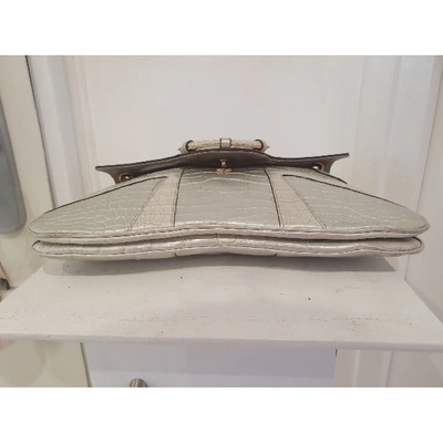 Pre-owned Gucci Silver Crocodile Handbag