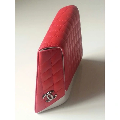 Pre-owned Chanel Red Leather Clutch Bag