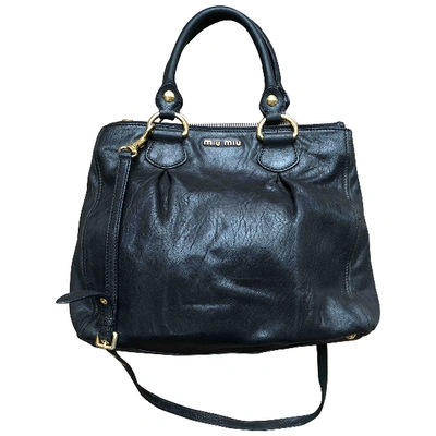 Pre-owned Miu Miu Bow Bag Black Leather Handbag
