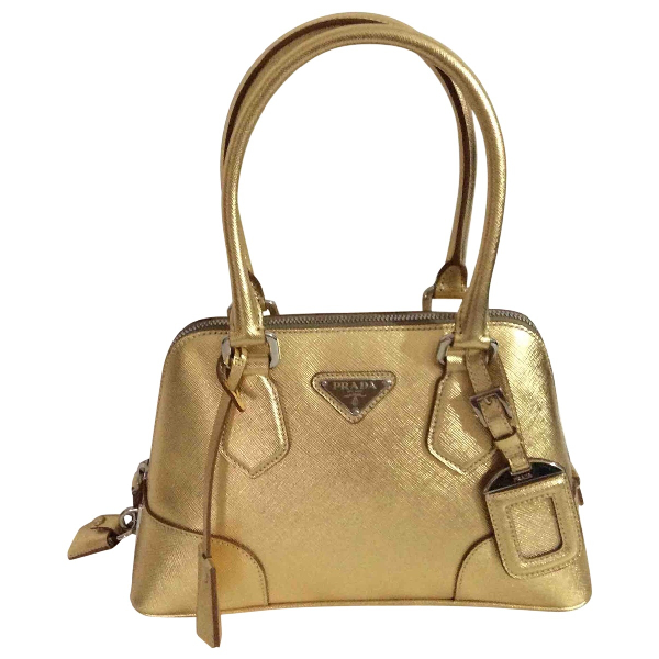 Pre-owned Prada Gold Leather Handbag | ModeSens