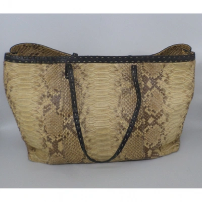 Pre-owned Fendi Roll Bag  Beige Python Handbag