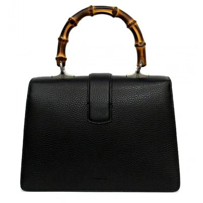 Pre-owned Gucci Dionysus Bamboo Leather Handbag In Black