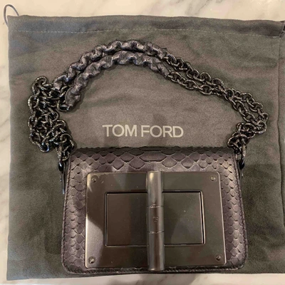Pre-owned Tom Ford Natalia Anthracite Python Clutch Bag